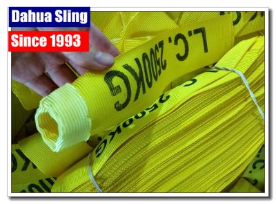 China 25mm Yellow Polyester Tubular Nylon Webbing Roll With 3 Tracer Thread for sale
