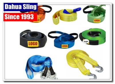 China 5cm X 4.5m Vehicle Recovery Strap With Hooks , 5 Ton Load Nylon Tow Strap For Car for sale
