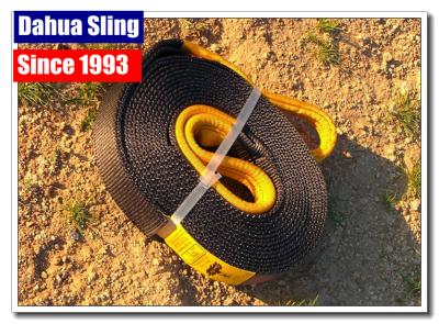 China Black Recovery Tow Straps Car Hauler Straps 20m X 50mm 4500kg Breaking Strength for sale