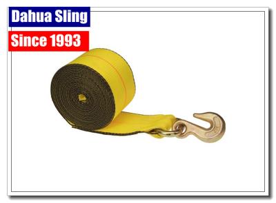China 20000Lb Yellow Tow Strap , Winch Extension 12 TON 4WD Tow Strap With Hooks for sale