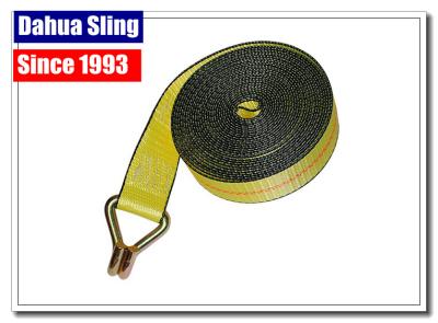China Yellow Wire Hook Truck Winch Straps , Vehicle Recovery Strap Lightweight for sale