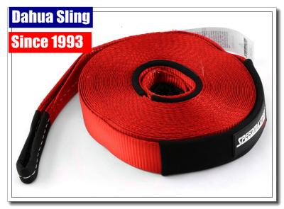 China 20000Lb Red Recovery Tow Strap With Hooks , Winch Extension 12 TON 4WD for sale