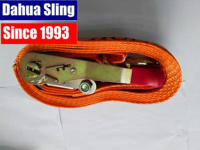 China 5000kg Red Rubber Coating Cargo Ratchet Tie Down Straps with Double J hook for sale