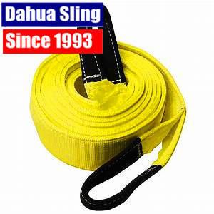 Chine le remorquage de récupération du polyester 8T de largeur de 90mm attache la corde de remorquage avec les boucles renforcées à vendre