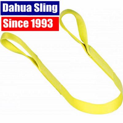 China 3ton amarelo estilingues de pouco peso lisos do olho das corrrentes de levantamento do poliéster de 2 dobras, padrão de WSTDA à venda