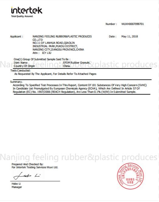 REACH - Nanjing Feeling Rubber&Plastic Produces Co, Ltd.