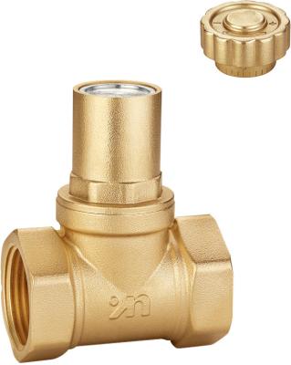 China 1108 Magnetic Lockable Brass Valve Multi-turn Metal to Metal Stop Type F x F Threaded with Three Lock Caps for Option for sale