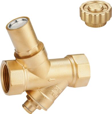 China 1109 Magnetic Lockable Brass Valve Multi-turn Metal to Metal Type Female x Female Threads with Filter and Meter Outlet for sale