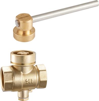China 1202 straight type Magnetic Lockable Brass Ball Valve with bottom outlet for Meter and Neck for 12-C6 Mech. Lock Cover for sale
