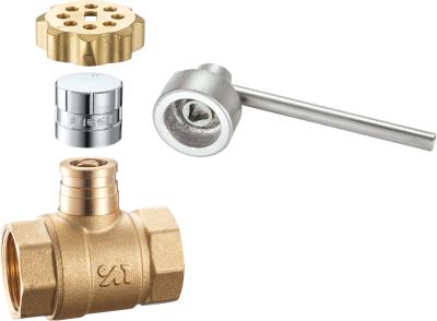 China 1423 Female x Female Magnetic Double Lockable Brass Ball Valve DN20 DN25 DN32 DN40 DN50 Stemhead Triangle Patterned for sale