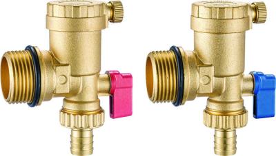 China Brass Combined Manifold Parts Automatic Air Exhaust ( Horizontal ) + Flushing Drain Valve for sale