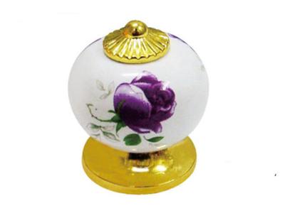 China Punhos chapeados da mobília da porcelana do teste padrão de Rosa dos botões de porta do vestuário do diâmetro 33mm ouro cerâmico redondo à venda