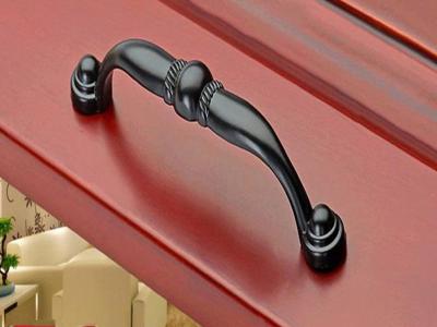 China Roma Style Kitchen Cabinet Handles And Knobs, Matte Black Wardrobe Handles Arched Drawer Pulls for sale