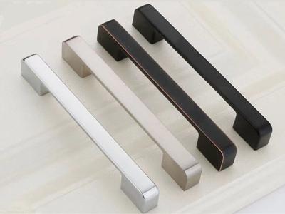 China Nickle Brushed Kitchen Cabinet Door Handles , Square Kitchen Cupboard Handles Zinc knobs for sale