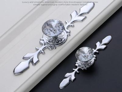 China 120mm White Crystal Drawer Handles And Knobs Decorative Arcylic Wine Cabinet Pulls Furniture Hardware Fittings for sale
