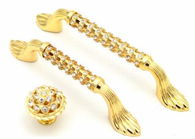 China Luxury Hollow Design Cabinet Drawer Handles Arcylic Stones Furniture Gold Crystal Dresser knobs for sale