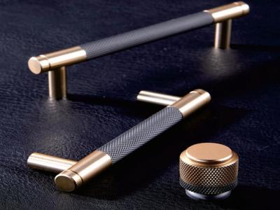China Finland Stylish  Handles Kitchen cabinet pulls and handles Knurled Handle Brushed Brass  Aluminum Door pulls for sale