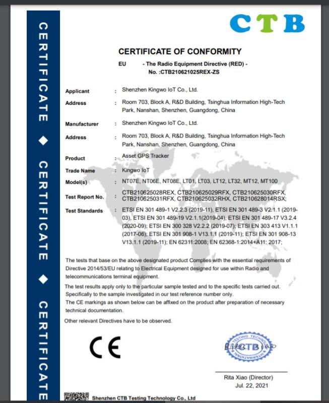 CE - Shenzhen Kingwo IoT Co.,Ltd