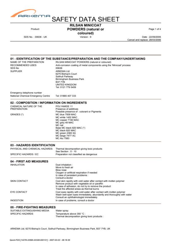 Safety Data Sheet - Shantou Laifen Underwear Accessories Industrial Co., Ltd