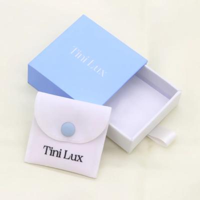 China Caixa de empacotamento de empacotamento da pulseira branca azul da caixa da joia sustentável lustrosa à venda