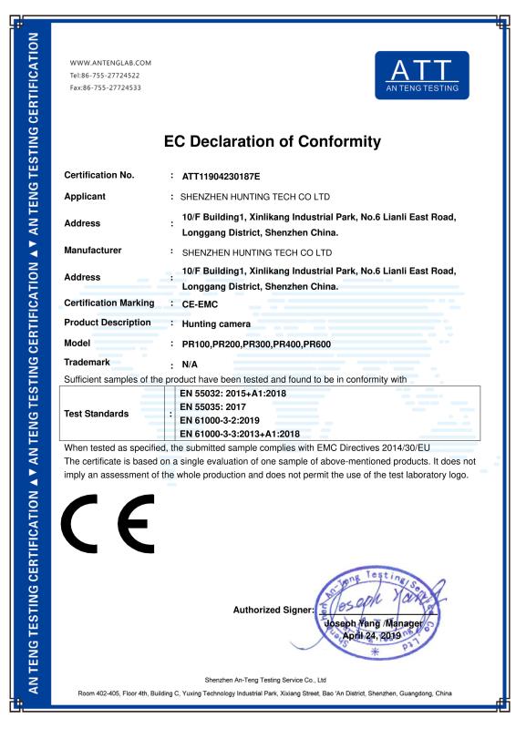 CE - Shenzhen Hunting Tech Co., Ltd.