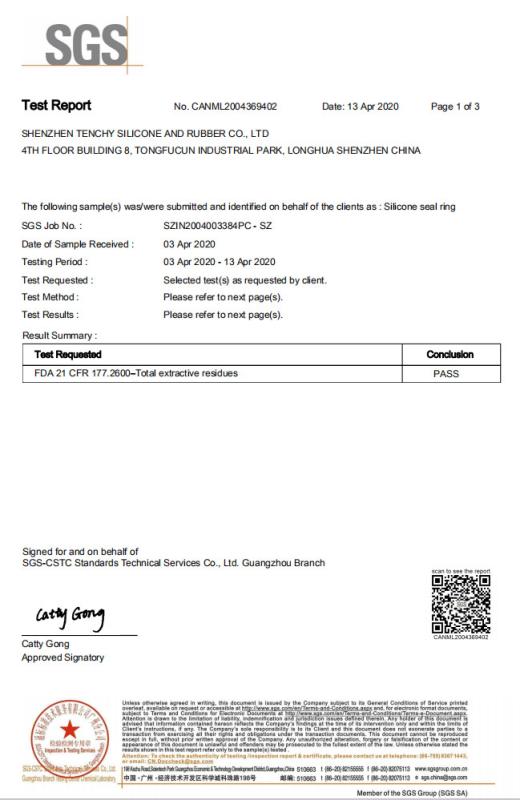 FDA 21 CFR 177.2600 - Shenzhen Tenchy Silicone&Rubber Co.,Ltd