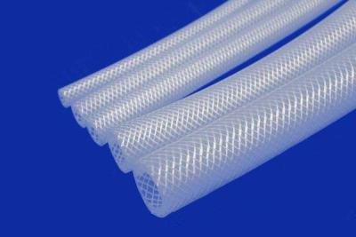 China Flexible Reinforced Braided Hose , White Soft Silicone Tubing Chemical Resistance for sale