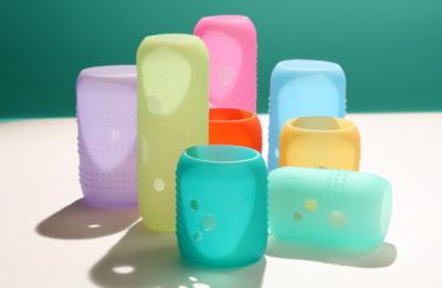 China Insulated Silicone Glass Sleeve , Silicone Cover For Glass Baby Bottles for sale