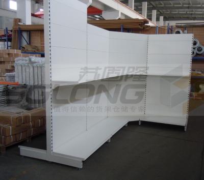 China Supermarket Wall Gondola Shelving Corner Rack High Performance 100kg - 150kg Capacity for sale