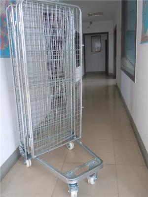 China 2 Way / 4 Way Enter Metal Storage Cages Roll Container Silver Colored for sale