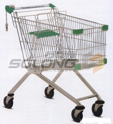 China Unfolding Colored Supermarket Shopping Trolley Baskets Steel Material for sale