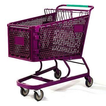 China Unfolding Supermarket Shopping Trolley , Plastic Shopping Cart for sale