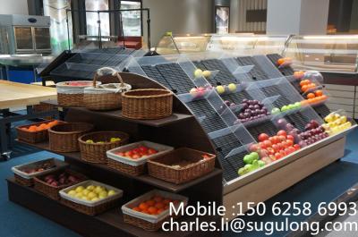 Китай Изготовленные на заказ миниые стеллаж для выставки товаров овоща плодоовощ, плодоовощ & стойки дисплея Veg продается