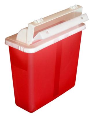 China PP Plastic Red Medical Sharps Container For Syringe Needle Puncture Resistant for sale
