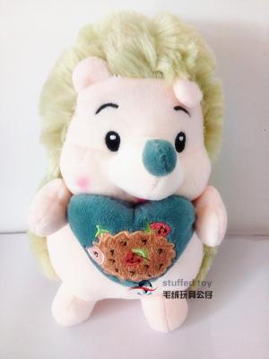 Chine le visage de rose de banque de vert de hérisson de peluche avec l'âme de coeur dans les enfants chauds loverly de vente de mains jouent la bande dessinée actuelle de vacances à vendre