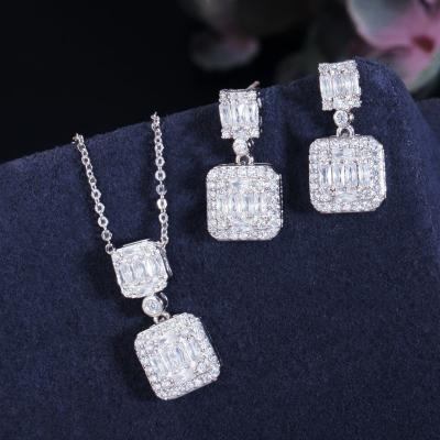China Fashion CZ Crystal Stone Wedding Jewelry Sets For Brides Necklace  Earring Necklace Set For Women CZ Jewelry Sets for sale