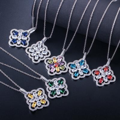 China White Gold Color Luxury Bridal CZ Crystal Necklace and Earring Sets Big Wedding Jewelry Sets For Brides for sale