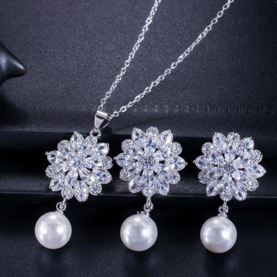 China Fashion brass nacklace jewelry baby girls hot sell cz nacklace earrings and bracelets necklace earring jewelry set for sale