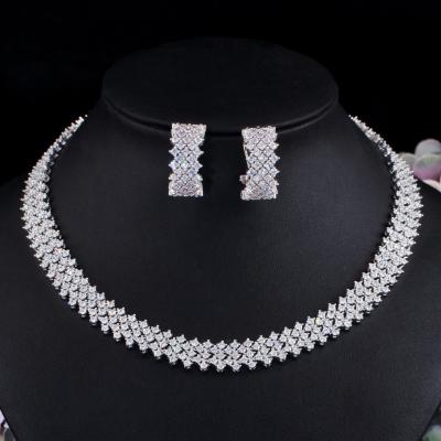 China New popular Luxury exquisite AAA CZ Necklace Jewelry Cubic Zirconia jewellery wedding indian necklace set jewelry sets for sale