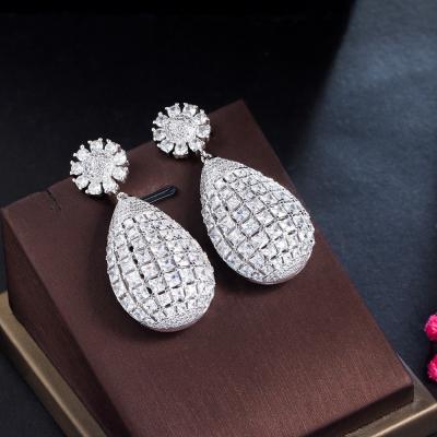 China Fashion europe style women zircon earrings colorful cz stone Waterdrop earrings for lady trendy jewelry for wedding for sale