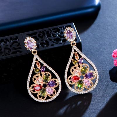 China Luxury Female Crystal Zircon Stone Earrings Fashion silver color Earrings Vintage Double Stud Earrings For Women for sale