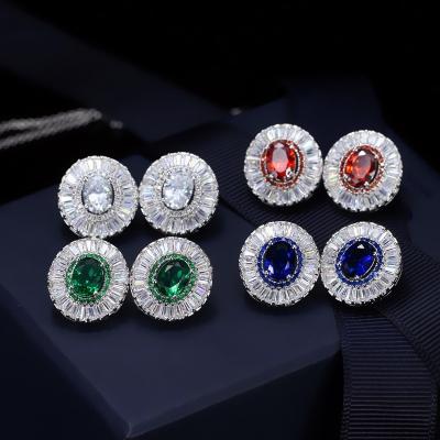 Китай Hip Hop Zircon Diamond Earring Round Earring Simple CZ White Bling Stud Earrings for Women продается