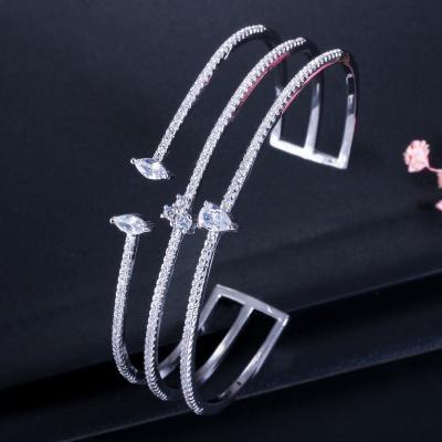 China Round Bracelets & Bangles For Women Wedding Gift Gold Silver Plated CZ Rhinestone Bangles Jewelry Bracelets for sale