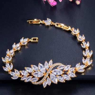 China Cubic Zirconia Tennis Bracelets For Women Iced Out Chain Gold Color Bracelet Woman Zircon Flower CZ Bangle Jewelry for sale