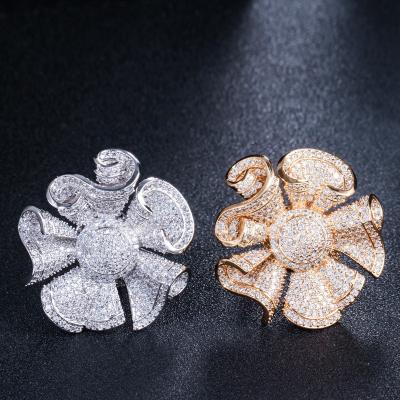 China Hot Sale CZ Flower Ring CZ Gold Ring For Women Fashion Zirconia Ring Wedding Quality Charm Ring Jewelry for sale