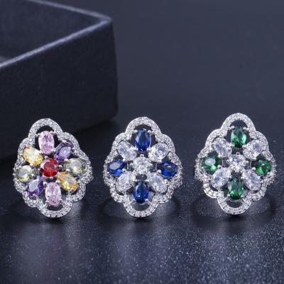 China Crystal Rings For Women Circle CZ Ring Fashion Engagement Ring Jewelry Copper Gold-Plated zircon Wedding Ring for Gifts for sale