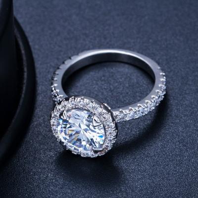 China 925 Sterling Silver Princess Ring Round Sparkling Ring Love Heart CZ Rings for Women Engagement Jewelry Anniversary for sale