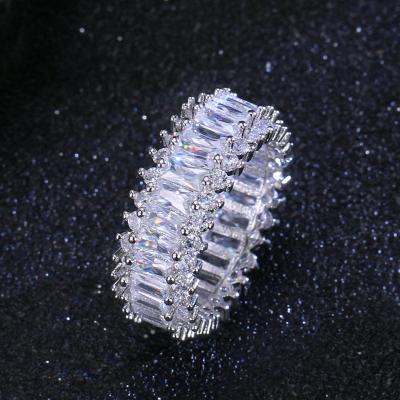 China CZ Zircon Crystal Ring Cross Silver Ring for Women Wedding Trendy Ring Jewelry with 925 Stamp CZ Stone Ring for sale