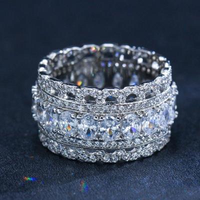 China 925 Sterling Silver Jewelry Vintage Purple Crystal Couple's Wedding Silver Rings Zirconia Ring Wedding Ring Jewelry for sale
