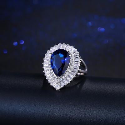 China 925 Sterling Silver Female Ring Waterdrop AAAA Cubic Zirconia Ring High-end Butterfly Ring Jewelry Wedding Bridal Ring for sale